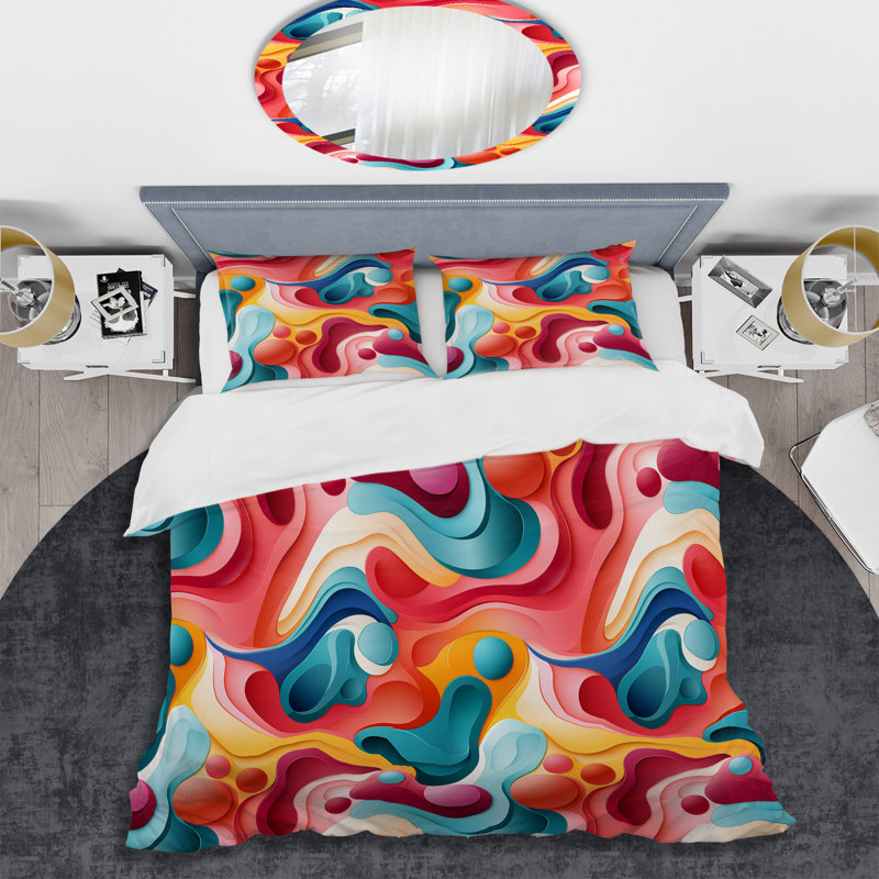 Ensemble de housse de couette en microfibre colorée Popful Playful Mirage III