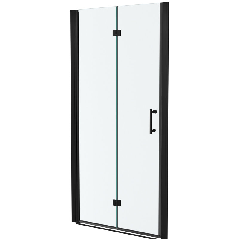 36 - Inch Wide Fold Shower Door In Matte Black, 72 High, Bi With Tempered Glass, Water Screen , Stainless Steel Frame And Hinges, Reversible Left/right Opening, 180° Rotate Angle, Adjustable For