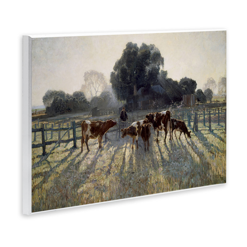 Plaque murale Elioth Gruner Morning Cows, design par Arlington Prints, H 13 po x l 19 po