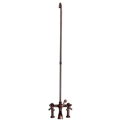Garniture de robinet de baignoire sur pattes à trois poignées avec inverseur