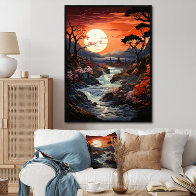 Paysage de pointillisme africain au coucher du soleil I Paysage de pointillisme africain au coucher du soleil I - Paysages Art mural salon
