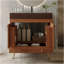 Meuble-lavabo autoportant de style Mid-Century avec comptoir en faux marbre et lavabo en céramique, armoire de rangement à double porte de 30 po, bois d'ingénierie imperméable, pieds dorés-1178987822-1178987823