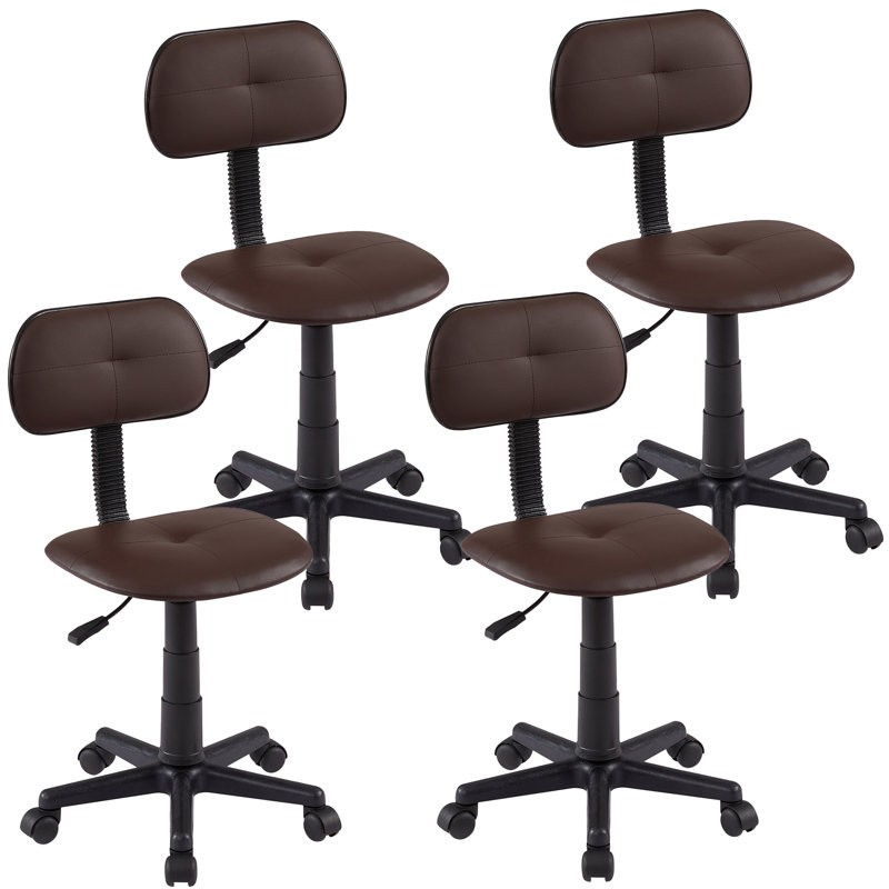 Small Armless Office Desk Chair 360°Rolling Swivel(Set Of 4), Coffee