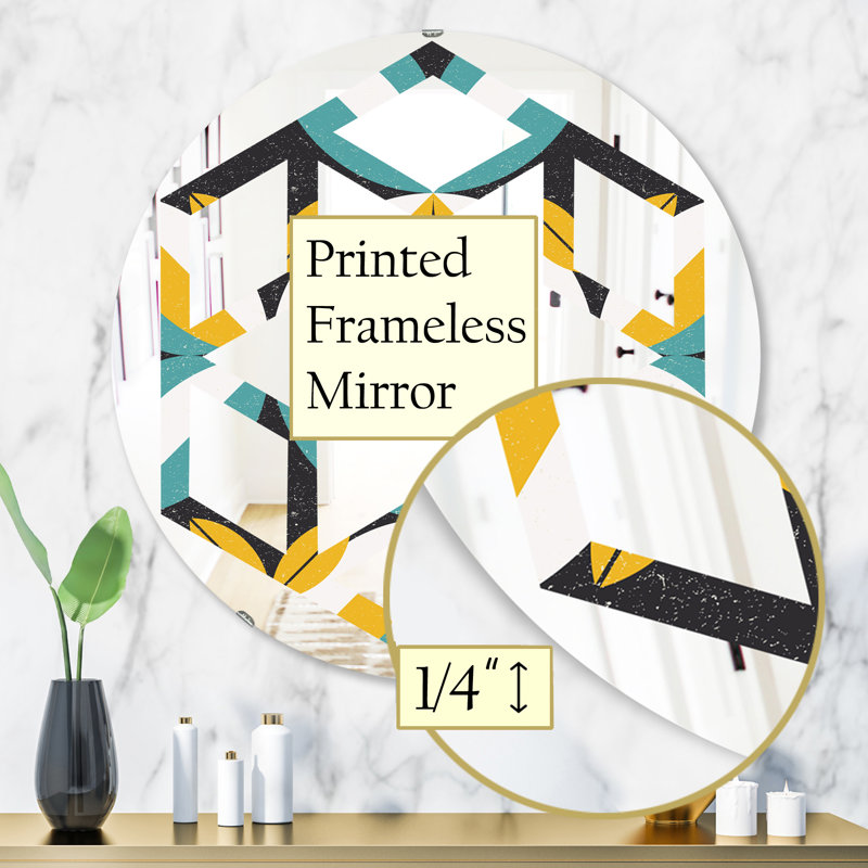 Miroir mural moderne et contemporain à motif abstrait Hexagon Star, H 31,5 po x l po