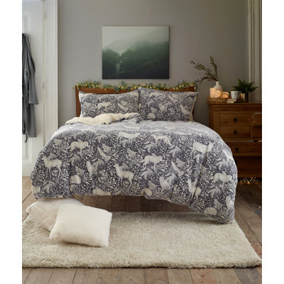 Woodland Folk Fleece Duvet Cover Set – Super Soft Fleece / Microfiber Geometric [EU ONLY] Duvet Cover Set with Pillowcases Included