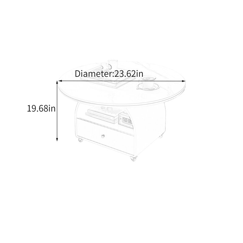 Houck, 19.68" H x 23.62" L x 23.62" W, White/Gray/Black, Marble