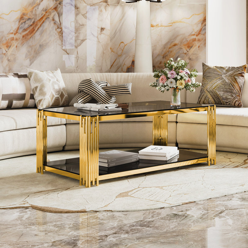 Table basse moderne pour le salon, Noir transparent