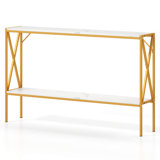 Narrow Console Table 2-tier Entryway Table With Storage 2 Support Bars Sofa Table White