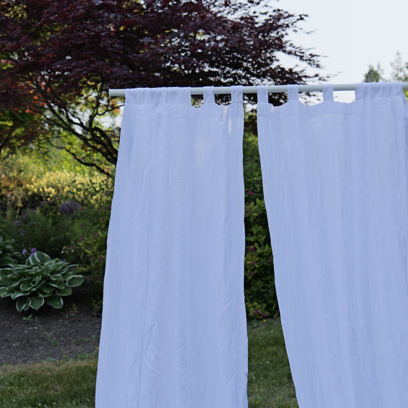 Paire de rideaux semi-transparents 100% lin français (plusieurs tailles et couleurs), Blanc, L 53 po x L 90 po