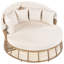 Lit de patio rond avec coussins amovibles et auvent réglable, mobilier d'extérieur, toutes saisons, beige, peut être divisé en 2 chaises