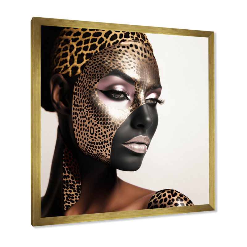 Motif bohémien avec motif léopard - imprimé, Cadre doré à une seule photo, H 36 po x l 36 po x P 1,5 po