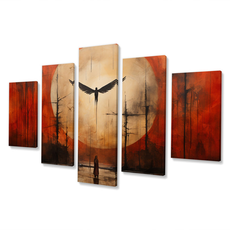 «Coral Black Mexico Art The Fall I - Décoration murale art mexicain - 5 panneaux