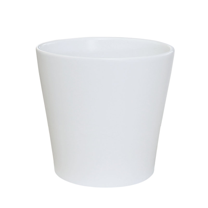 Pot de fleurs d'intérieur fait à la main en céramique, Blanc mat
