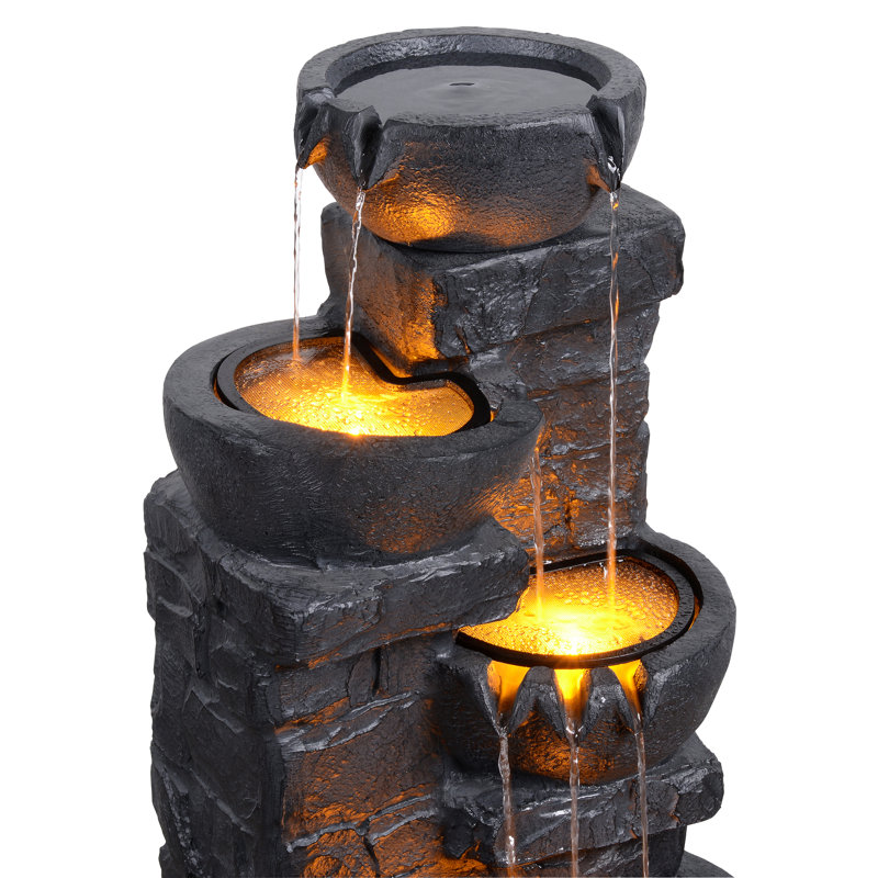 Fontaine d'extérieur avec cuves empilées Cuvier, Gris foncé