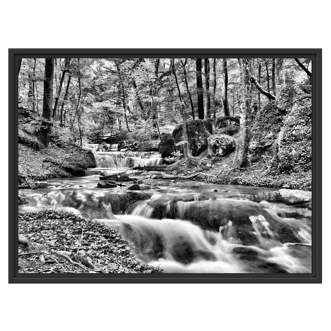 Gerahmter Grafikdruck Forest Stream in Autumn