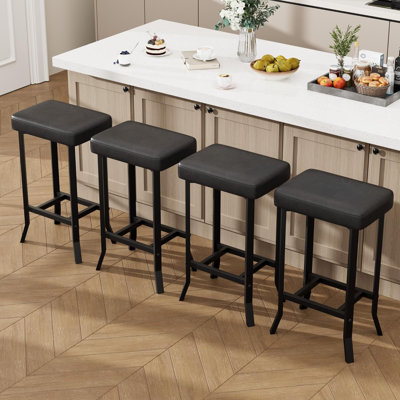 24.6'' Bar Stools, Premium Faux Leather Barstools with Irregular Legs
