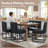 19" H Modern Linen Upholstered Dining Chairs With Metal Frame, Black-1549926120