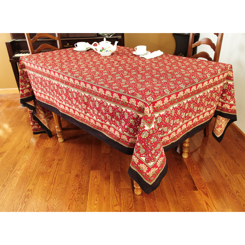 Cody-Lee Floral 100% Cotton Tablecloth, Red, 108" x 72"