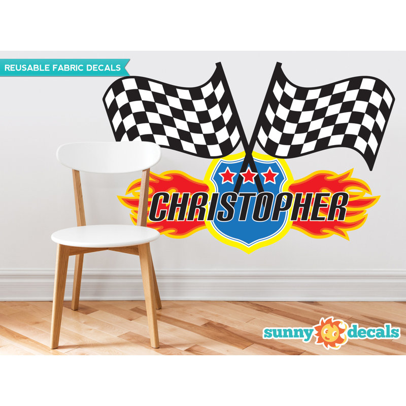 Adhésif décoratif de drapeaux de course avec nom personnalisé, Oui