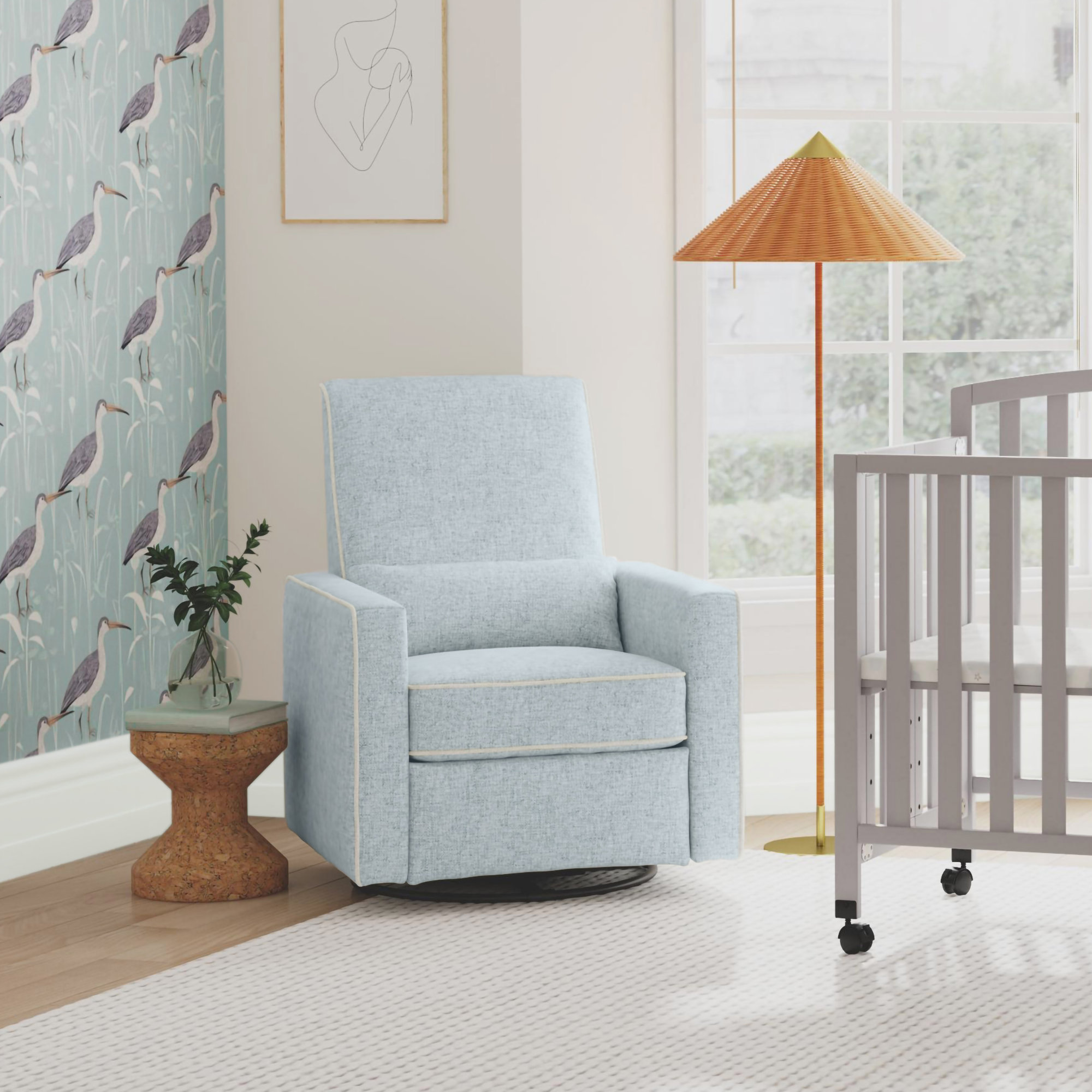 Piper Swivel Reclining Glider, Heathered Blue
