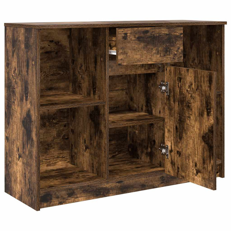 Sideboard With Drawer 101X35x76 Cm Engineered Wood, Smoked Oak