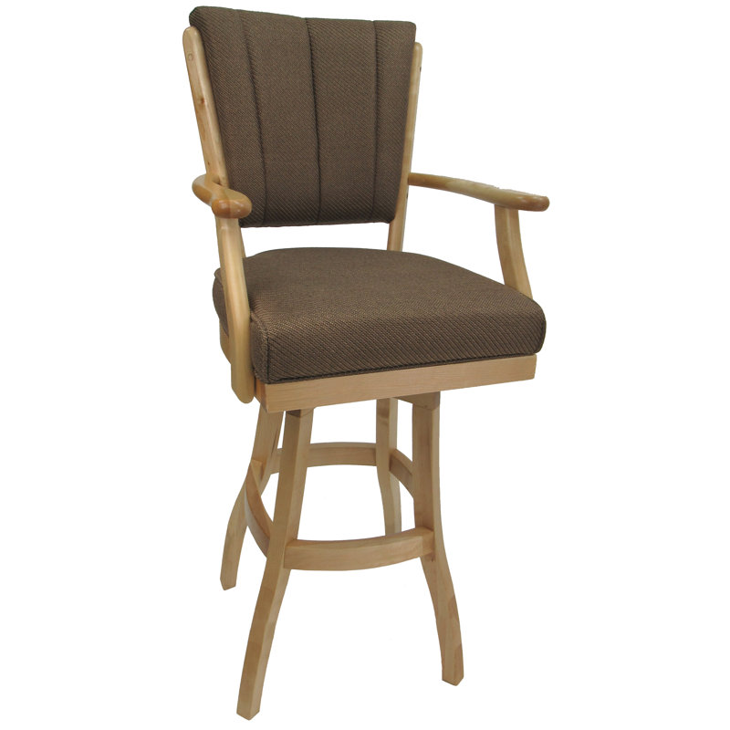 Tabouret de comptoir Renick, Naturel, À carreaux, Tabouret de comptoir (assise de 26 po de hauteur)