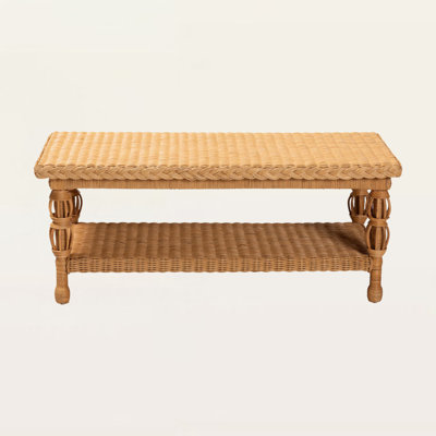 Dash Natural Rattan Coffee Table – Wicker table with lower shelf, ideal for boho living rooms