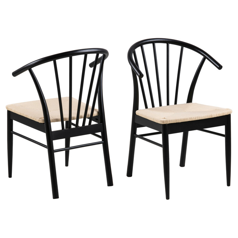 Miklos 46cm H Upholstered Side Chair in Off White, Matt Black