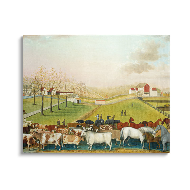 «The Cornell Farm Classic Farm» par Edward Hicks - peinture sur toile tendue, H 16 po x l 20 po x P 1,5 po, Toile tendue