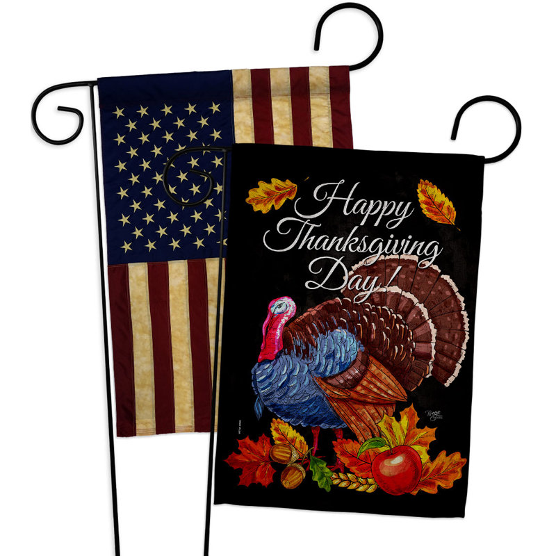 Drapeau de dinde 18,5 po x 13 po en polyester Thanksgiving