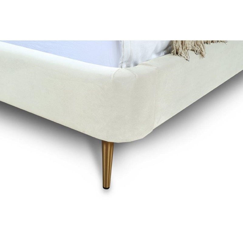 Lit tapissier en velours Heather, Crème, crème, Double
