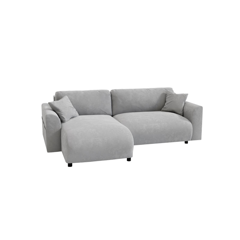 Gianni 4 Seater Velvet Corner Sofa Chaise, Gianni Grey Velvet, Left Hand Facing