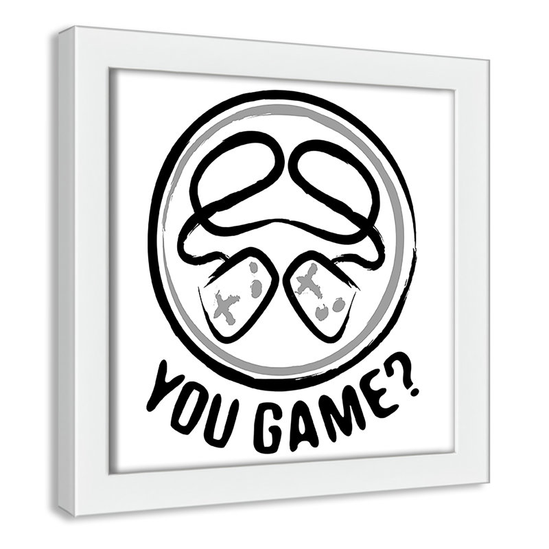 Décoration murale pour enfants avec emblème de jeu, H 9 po x l 9 po x P 1,19 po, Encadré de boîte blanc