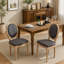 Chaise de salle à manger avec cadre en bois massif de style français et toile de lin antique (ensemble de 2)-665654978
