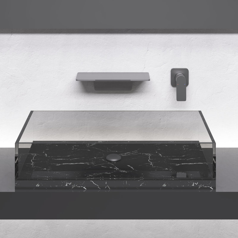 Robinet cascade de salle de bain Gunmetal - matériau laiton, installation, simple pour une utilisation facile dans la construction, une salle de bain moderne, contrôle