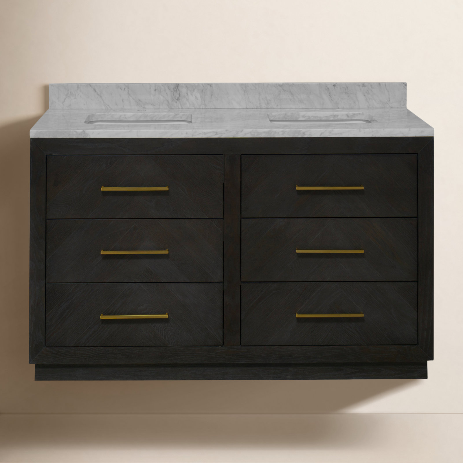 Rumalda 60'' Double Bathroom Vanity, Dark Oak