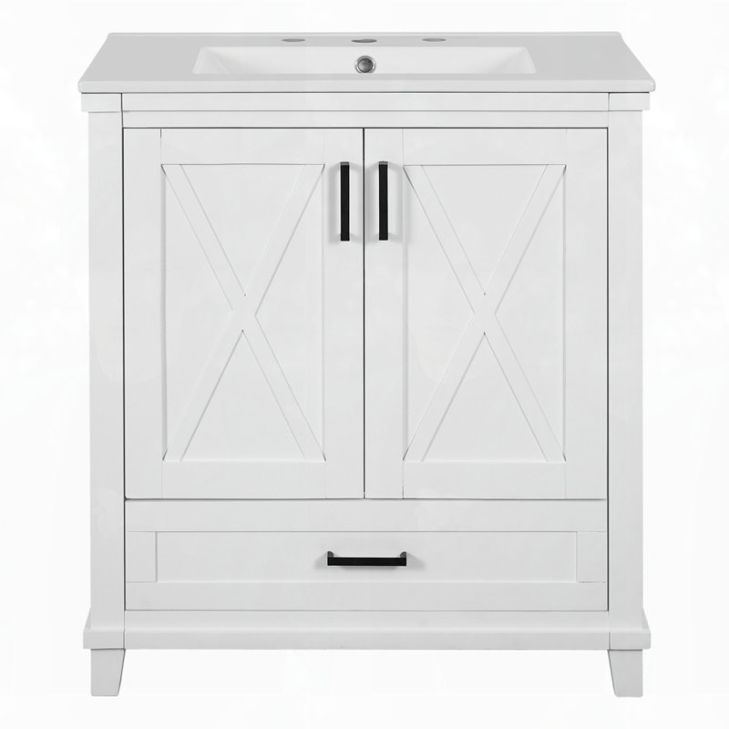 Meuble-lavabo de 30 pouces avec lavabo simple, Blanc