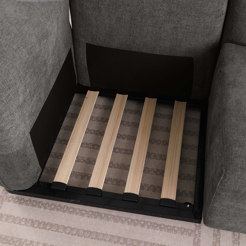 Canapé modulaire tendance en chenille avec structure en fer robuste, H 30 po x l 68,5 po x P 35,43 po, Chenille - gris