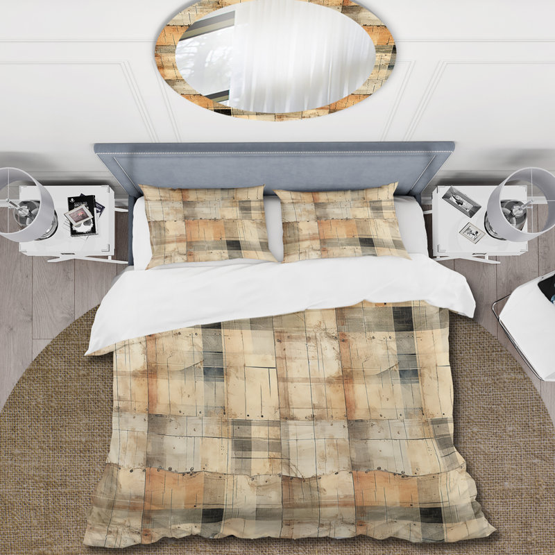 Ensemble de housse de couette beige rustique, Housse de couette pour très grand lit et 2 très