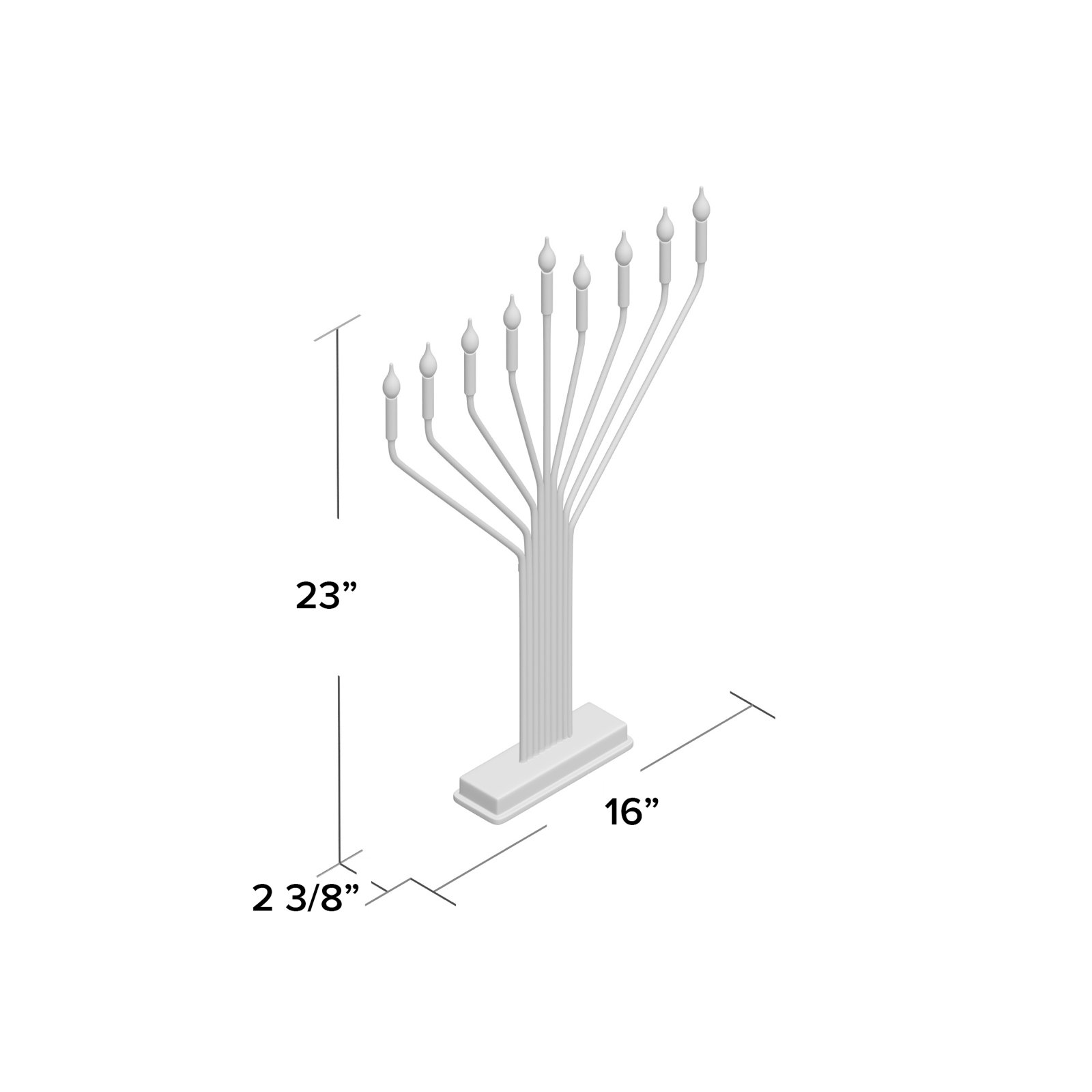 Metal Menorah, Black, 23" H x 16" W x 3" D