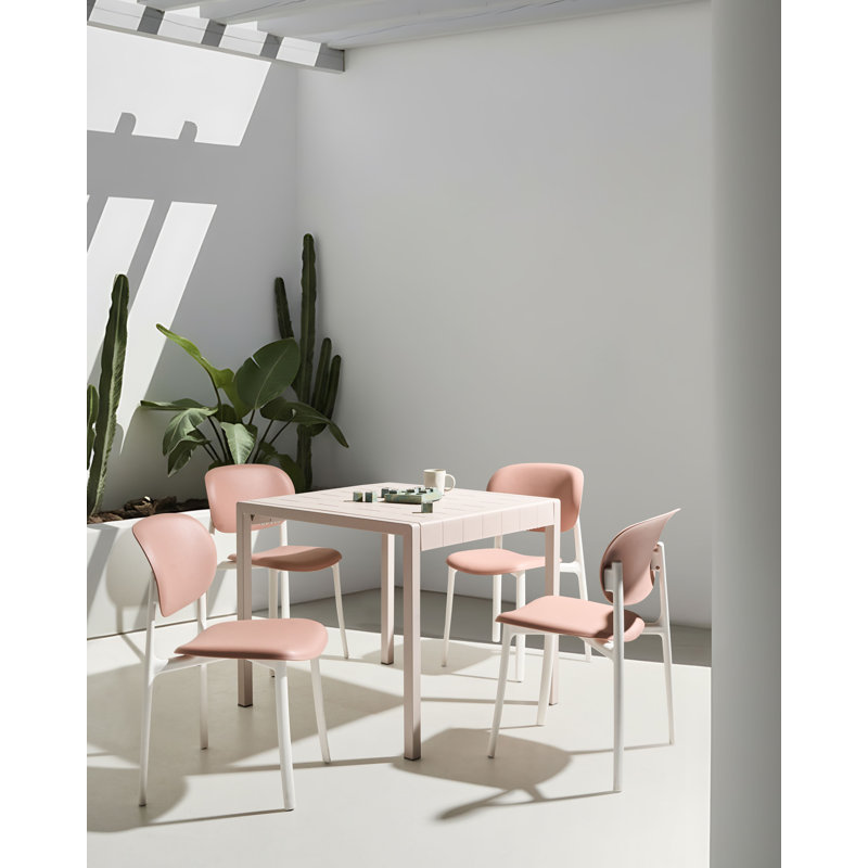 Stacking Patio Dining Side Chair, Pink