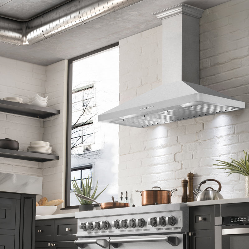 30" KF 400 CFM Convertible Wall Mount Range Hood, Satin Stainless Steel, 48"