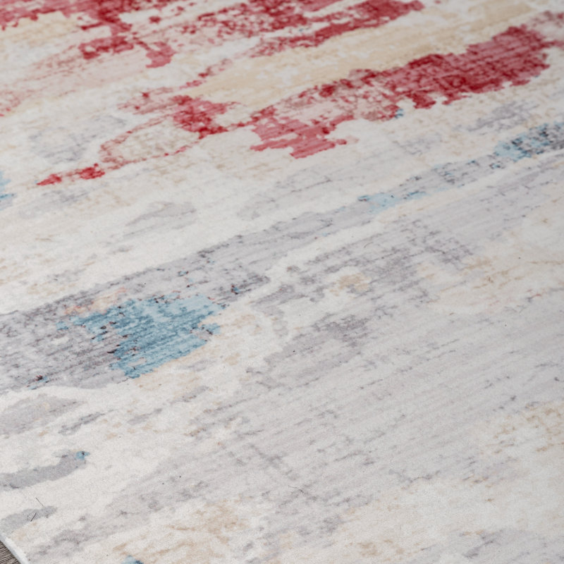 Abstract Area Rug in Red, Rectangle 7'9" x 9'9"