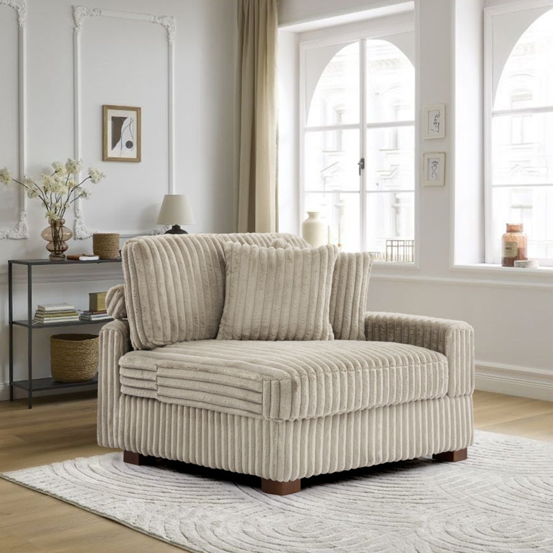 Upholstered Side Chair with Footstool, White