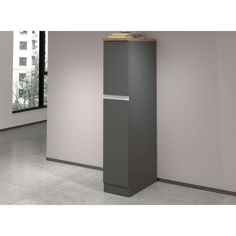 Pameal 164.5cm Kitchen Pantry, Oak Wood/Grey