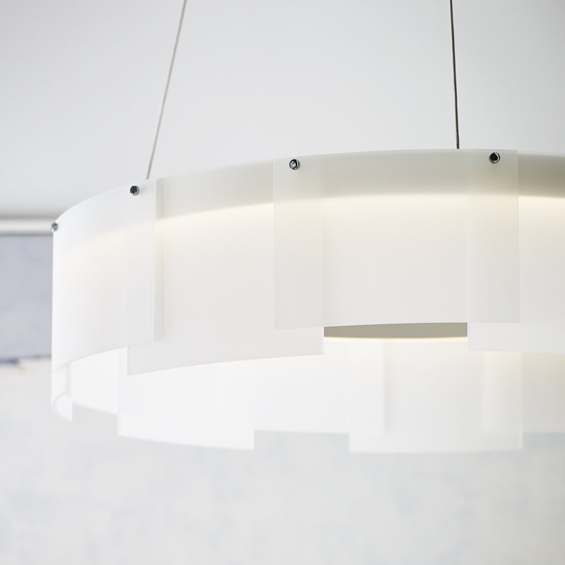 Stratos 1 - Light Glass LED Chandelier, Frost/Satin Nickel, White