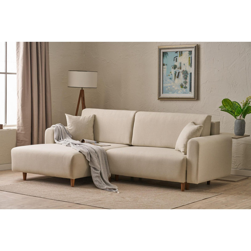 Alizay 3 Seater Sofa & Chaise, Cream, Right Hand Facing, 103cm H x 160cm W x 98cm D