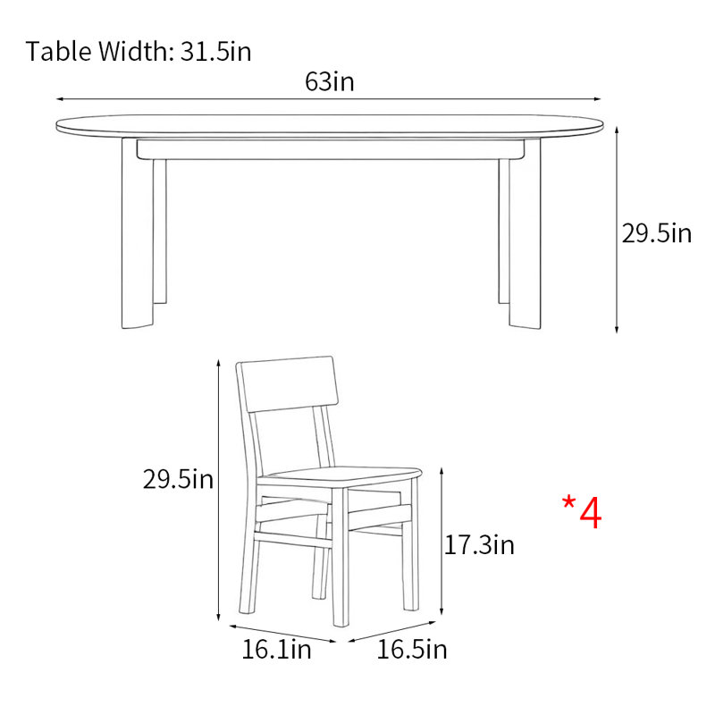 Ensemble de table de salle à manger moderne et simple ovale, H 29,5 po x L 63 po x l 31,5 po