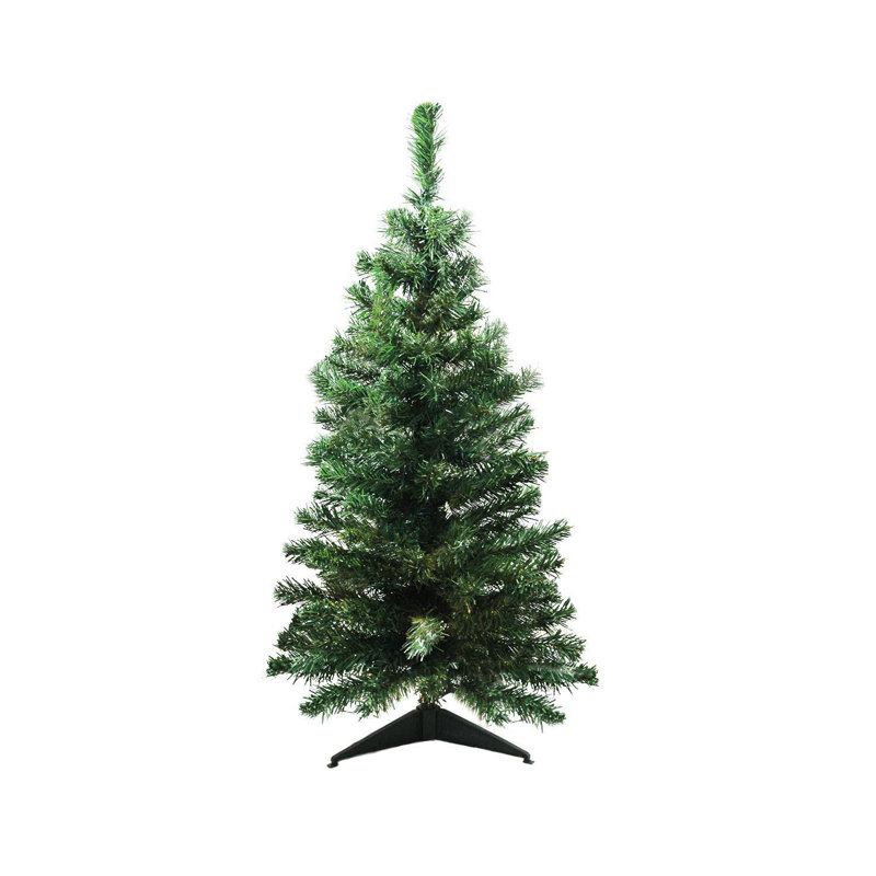 3' Green PVC Pine Artificial Christmas Tree with Plastic Stand