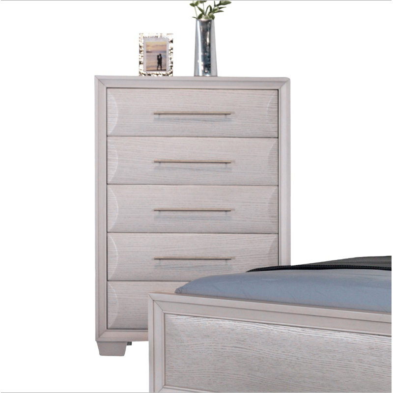 Commode à tiroirs en queue d'aronde anglaise, 1 pièce, finition chêne blanc